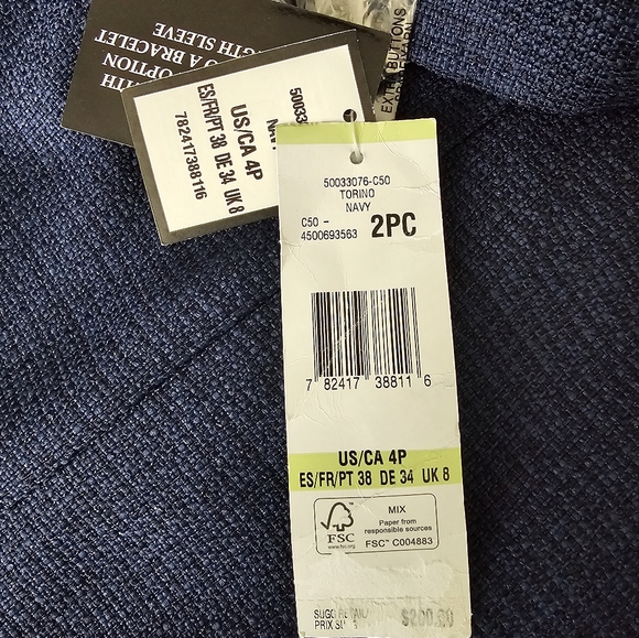 LE SUIT Petite 3 Button Navy Blue Two Piece Skirt Suit - Picture 9 of 14